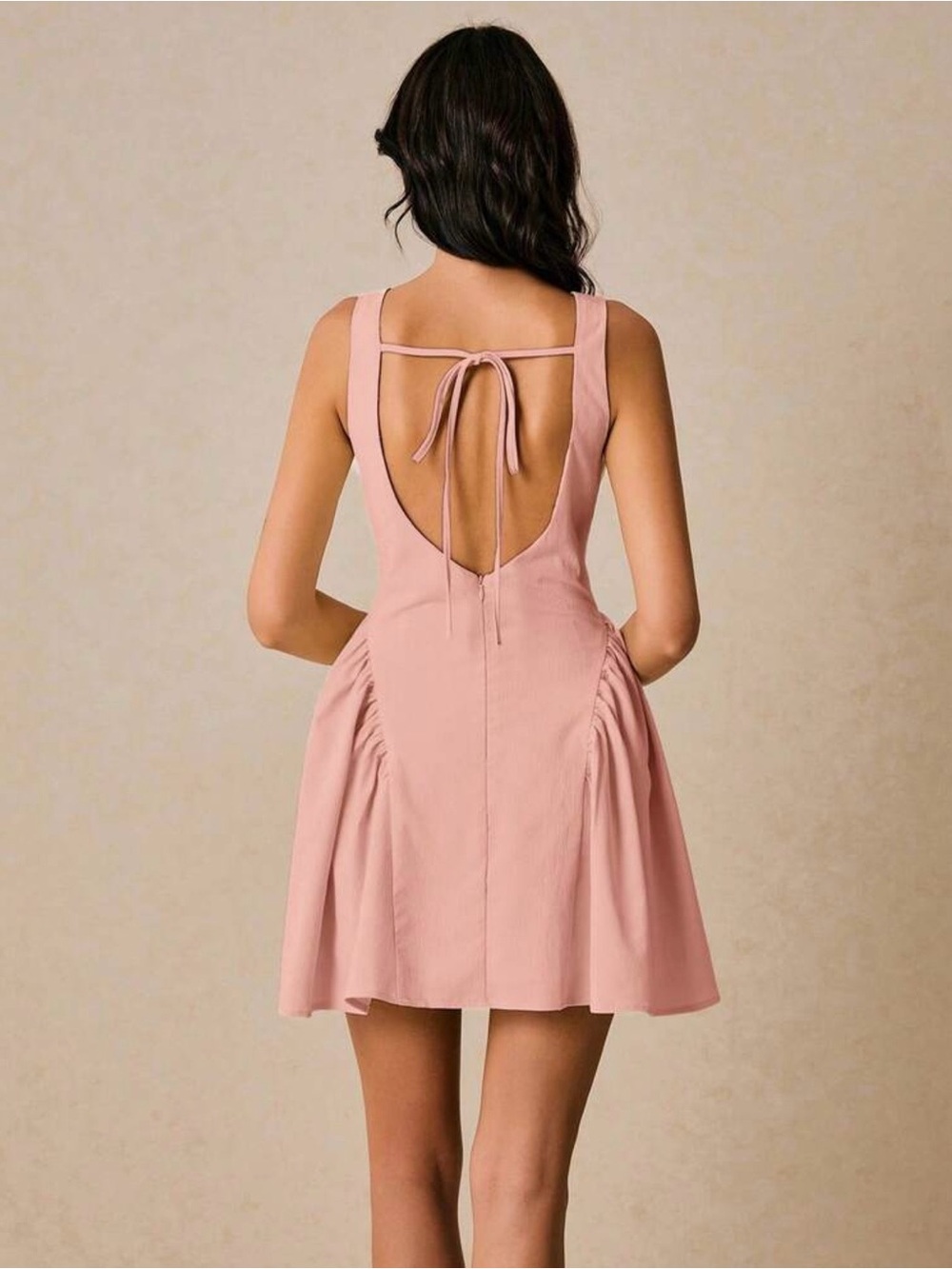 Sleeveless Pink Fit-and-Flare Dress - Picture 2 of 2